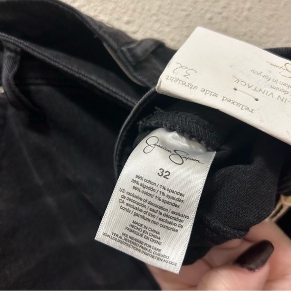 Jessica Simpson Relaxed Wide Straight Leg Dark Wash Size 32 - Picture 4 of 5